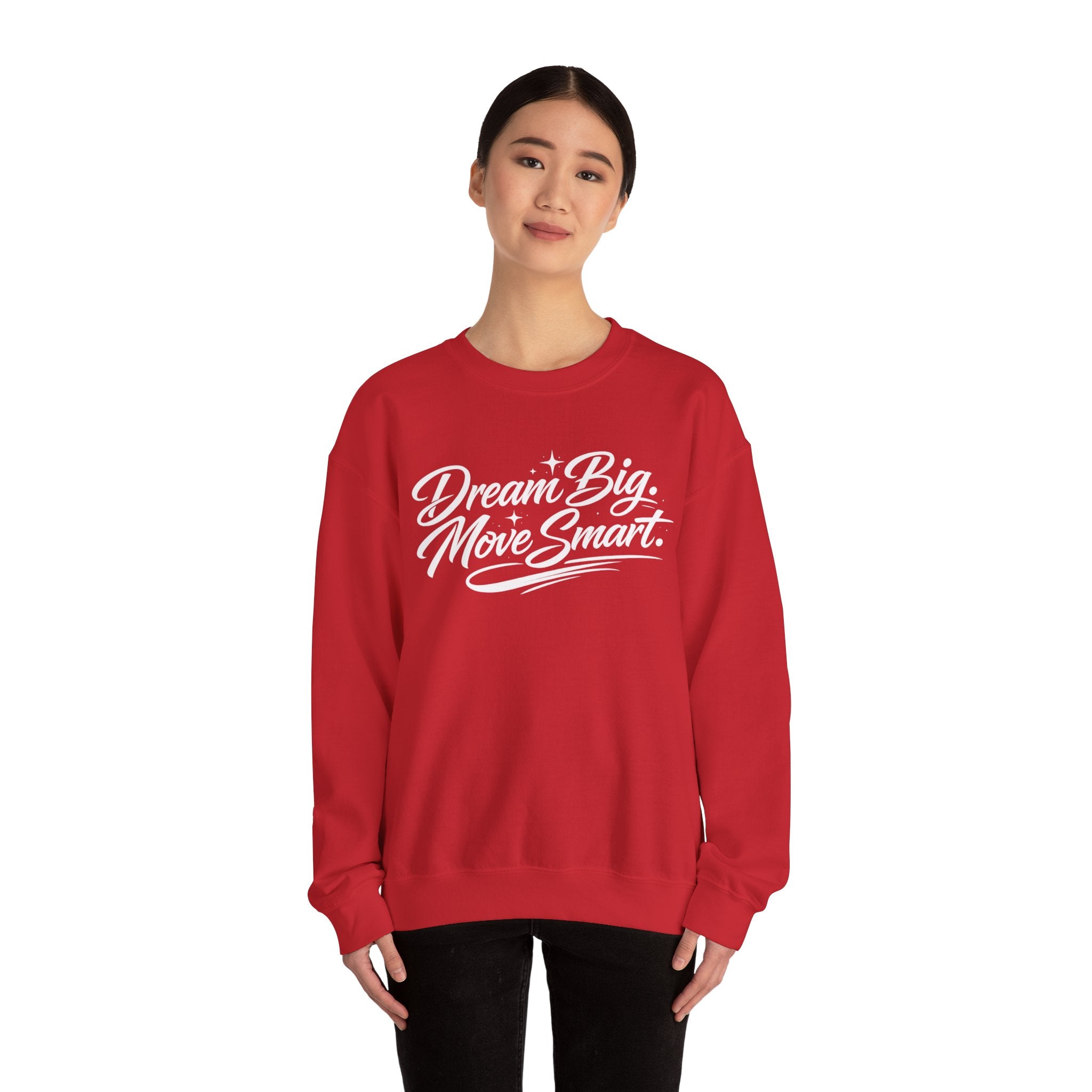 TUESDAY MOTIVATION- Crewneck Sweatshirt Minimal White Classic Pullover "DREAM BIG MOVE SMART"